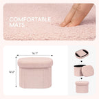 PINPLUS Storage Ottoman Boulce Tufted Oval Small Ottomans for Living Room Foot Rest with Storage, Pink 16.1"x12.2"x12.2" (Pink)