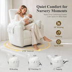 Oversized Power 270°Swivel Rocking Recliner Chair Nursery, White | Wraparound Arms, Four Storage Side Pockets, Detachable Organizer, 2 Pillows, USB & Type-C, One-Touch Controls, 30°Rocking
