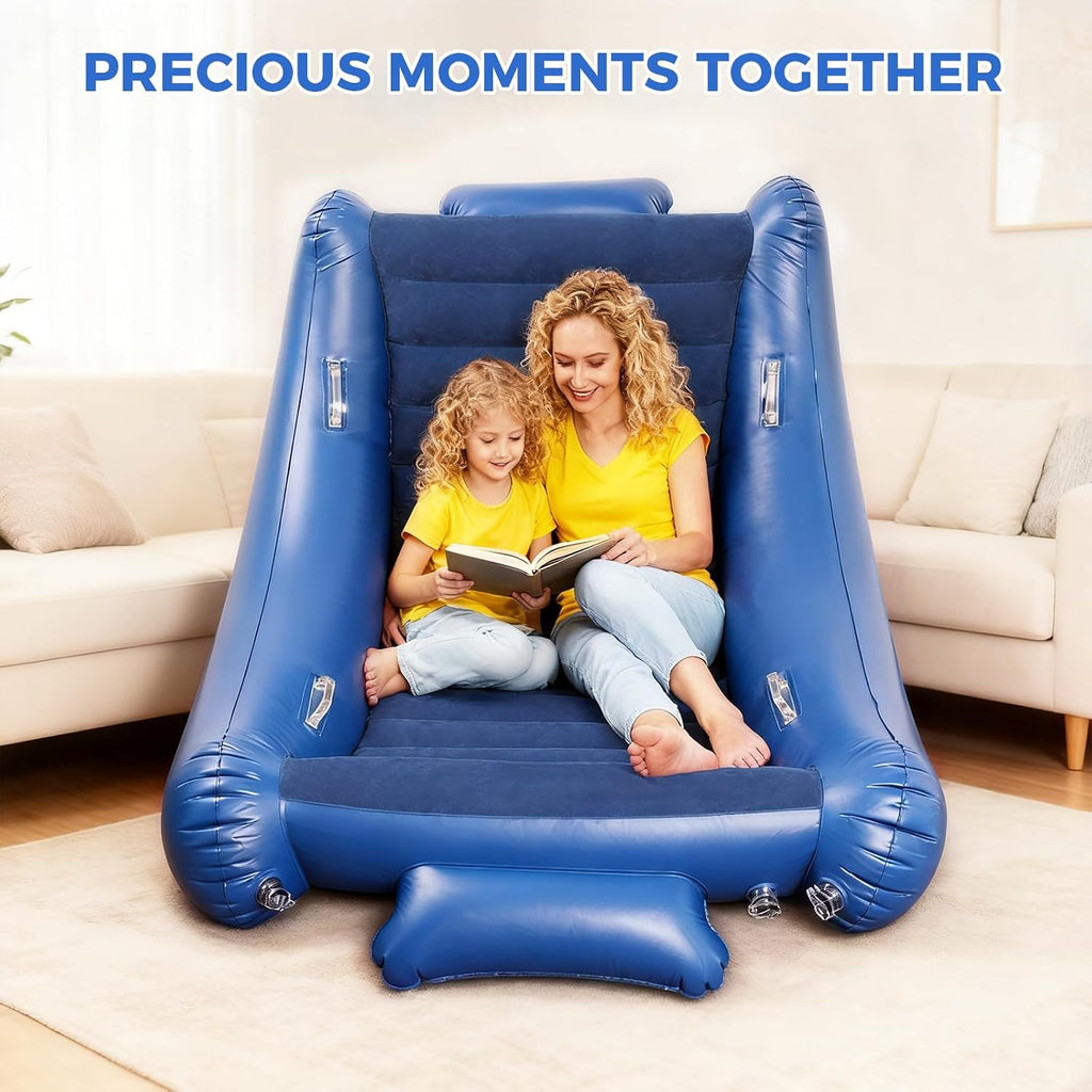 EKEPE Sensory Rocking Chair for Kids, Inflatable Sensory Rocker with Electric Air Pump for Autistic ADHD Children, Air Cloud Autism Chair - Soft, Comfy & Heavy Duty - Blue