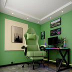 Gaming Chair, High Back Fabric Game Chair with Pocketed Spring Cushion and Footrest, Height Adjustable Computer Chair for Adults (Green)