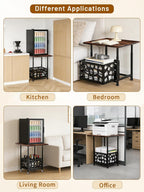 Mini Fridge Stand with Storage Basket 19.7", Beverage Refrigerator Stand with Wheels, Adjustable Height Mini Fridge Cabinet, Heavy Duty Fridge Table for Dorm, Office, Apartment, Kitchen (Brown)