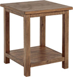 Castleton Distressed Brown Wood End Table with Shelf
