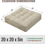 Shinnwa Memory Foam Recliner Cushion for Elderly, Dual-Layer Foam Chair Pad, Patented Design Extra Large Seat Cushion for Couch, Armchair, Wicker Chairs, Floor, 20 × 20 × 5in, Beige