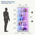 HNEBC Corner Display Case with - RGB Lights and Glass Shelves,5-Tier Corner Curio Cabinet with Glass Doors & Human Body Sensor,69" Showcase Display Cabinet for Collectibles,Living Room(White)