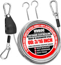 40ft Clothes Line Outdoors 3/16" Wire Ropes Silver PVC Coating Laundry Drying Clothesline Retractor with Metal Hooks Heavy Duty for Umbrella Travel Outside Camping Backyard