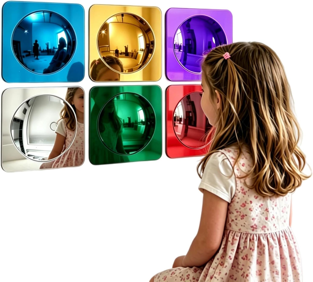 6-piece sensory wall bubble mirrors, acrylic colorful interactive mirrors,suitable for children's classrooms and sensory rooms, visual and tactile stimulation wall decorations (10 x 10 inches)