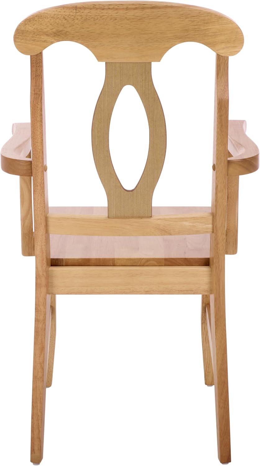 SAFAVIEH Home Collection – Hannelore Solid Wood Dining Arm Chair, Light Oak Finish, Classic Transitional Seating Design (DCH6907B)