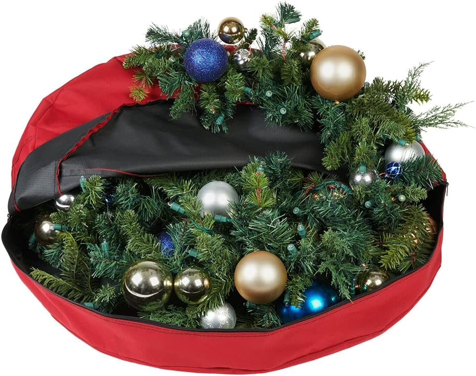 Santa's Bags [36 Inch Wreath Storage Container] - for Christmas Wreath up to 36 Inches in Diameter | Bag Hooks Directly to Your Wire Wreath Frames to Prevent Sagging and Deformed Wreaths (36-Inch)