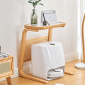 Side Table with Glass Top Over The Robot Storage Shelf C-Shaped End Table Sweeping Robot Storage Rack for Home Lightweight