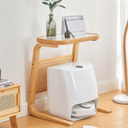 Side Table with Glass Top Over The Robot Storage Shelf C-Shaped End Table Sweeping Robot Storage Rack for Home Lightweight