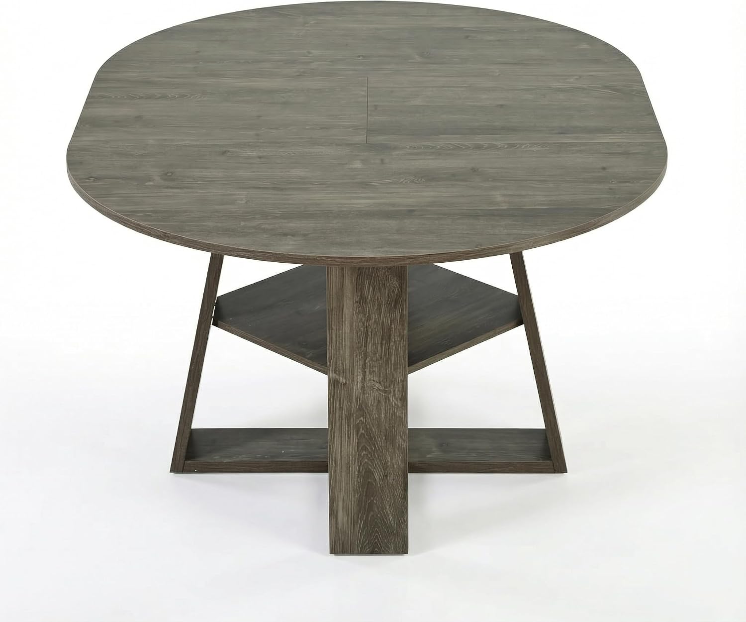 PVWIIK 43.3in-59in Extendable Round Dining Table for 4-8,Modern Kitchen Oval Dining Table with Removable Leaves Space Saving,Wood Base with Storage Shelf for Kitchen Living Room,Antique Natural