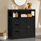 Yaheetech Bathroom Storage Cabinet, Wide Floor Cabinet with 3 Drawers and 2 Doors, Barhroom Storage Organizer with 2 Open Shelves, Adjustable Shelf, for Living Room, Kitchen, Hallway, Black