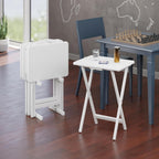 Winsome Alex Set of 4 Foldable Snack Tables with Storage Rack, Easy to Store Portable Fold Up Table Set for Kitchen, Living Room TV Dining, Crafts, Puzzles, Work from Home