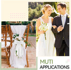 2 Pcs White Wreath Sash for Front Door Linen Wreath Ribbon Bow for Yard Porch Garland Home Decor