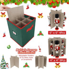 Christmas Nutcracker and Figurine Storage Box, Keeps 9 16" Tall Holiday Nutcrackers, Figurines, and More -Xmas Decor Collectible Organizer with Adjustable Dividers, 600D Oxford Fabric Tear-Proof