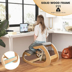 Giantex Ergonomic Kneeling Desk Chair, Rocking Knee Chair with Cushion & Solid Wood Frame, Natural Relief for Neck or Back Pain, Posture Chair for Desk, Home, Office, Max Load 330 Lbs (Grey)