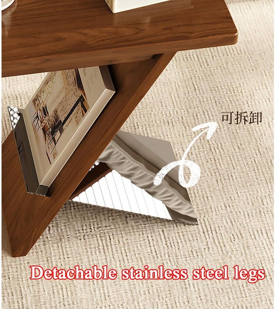 Solid Wood Sofa Side Table, Creative Bedroom Bedside Table Vintage Living Room Accent End Tables TV Tray Tabletop, Narrow Couch Side Tables for Small Space(Black,Steel Legs)