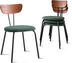 Stackable Dining Chair Set of 4, Small Modern Kitchen Chair with Solid Wood Back, Space Saving Chairs for Apartment Living Room, Green