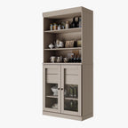 Palace Imports 100% Solid Wood 32"" Pantry Cabinet with Clear Glass Doors, 2-Drawers and Adjustable Shelves