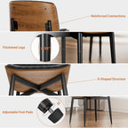 YaFiti Dining Chairs Set of 2, Mid Century Modern Accent Dining Room and Kitchen Chairs, Upholstered PU Leather Diamond Check Chairs with Walnut Bentwood and Metal Legs, Black