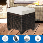 ORALNER Set of 2 Outdoor Ottoman, 16" Wicker Footstools, All-Weather Rattan Cube Foot Stool w/Removable Cushions, Square Footrest Extra Seating for Patio, Porch, Deck, Easy Assembly (Light Brown)