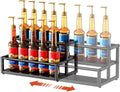 Nuovoware Expandable Coffee Syrup Organizer, 2-Tier Syrup Rack Holds 10-16 Bottles, Adjustable Width Carbon Steel Coffee Bar Organizer for Countertop Kitchen Bar, Liquor Dressing Seasoning, Black