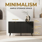 47.2" Modern Fluted Sideboard Cabinet with 4 Doors, Wood Storage Credenza with Shelves, Multi-Purpose Buffet Cabinet for Entryway, Dining & Living Room, Black