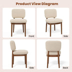 Wooden Dining Chairs Set of 6, Boucle Upholstered Kitchen Chairs with Solid Wood Legs, Mid Century Modern Dining Chairs, Farmhouse Side Chair with Hardwood Frame for Dining Room, Beige