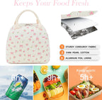 BTOOP Lunch Box for Women Men Cute Corduroy Lunch Bags Large Capacity Insulated Lunch Tote Bag For Work Travel Or Picnic (Pink Bow Floral-1)