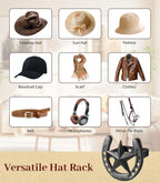 Cowboy Hat Hook for Wall, 4 Pack Cowboy Hat Rack, Metal Horseshoe Hanger, Hat Organizer, Western Hook for Wall, Hat Holder Display for Closet, Horse Supplies, Texas Gifts for Men, Black