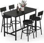 Zevemomo Dining Table Set for 4, 5-Piece Bar Table Set, Kitchen Table and Chairs, Counter Height High Top Table with 4 PU Upholstered Stools, Space-Saving Pub Tables Set for Small Space, Black