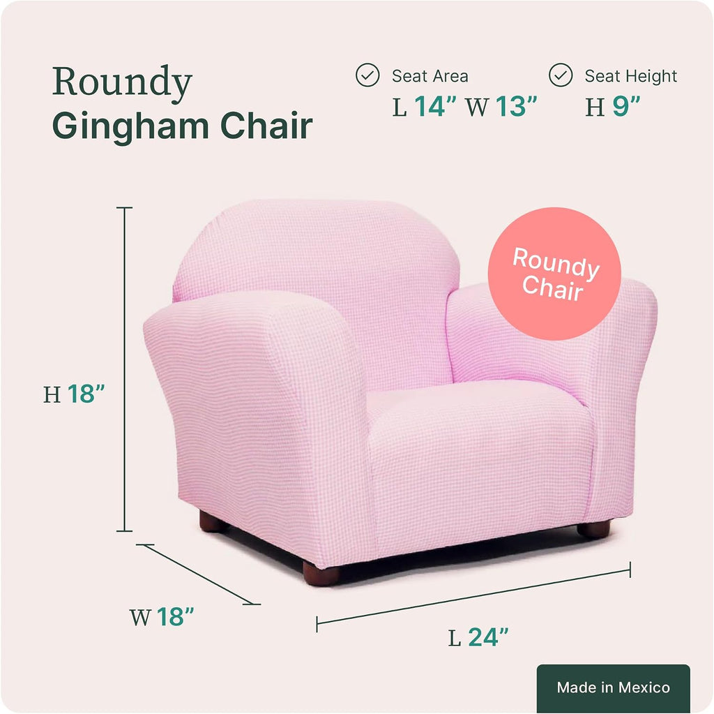 Roundy Kids Chair with Removable Cover, Soft Microsuede Upholstery, Padded Cushion, Sturdy Wooden Frame, Ergonomic Design for Ages 2-5, Easy to Clean, Ideal for Playrooms, Bedrooms & Nurseries.