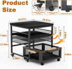 21x21in Mini Fridge Stand with Storage, Heavy Duty Mini Fridge Table with 4 Lockable Wheels for Coffee Bar 220LBS Compact Beverage Refrigerator Stand Cabinet Dorm Fridge Cart for Office Home (Black)