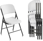 Elevon Folding Chairs Heavy Duty Plastic Chairs with 350-Pound Capacity for Home Office Camping Kitchen Dining Wedding Party Event Picnic, White, 4-Pack