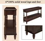 Knocbel Console Table with 6 Storage Drawers and Bottom Shelf, Vintage Sofa Table with Solid Wood Frame and Legs for Entryway Living Room, 54" W x 13.5" D x 32" H, Espresso