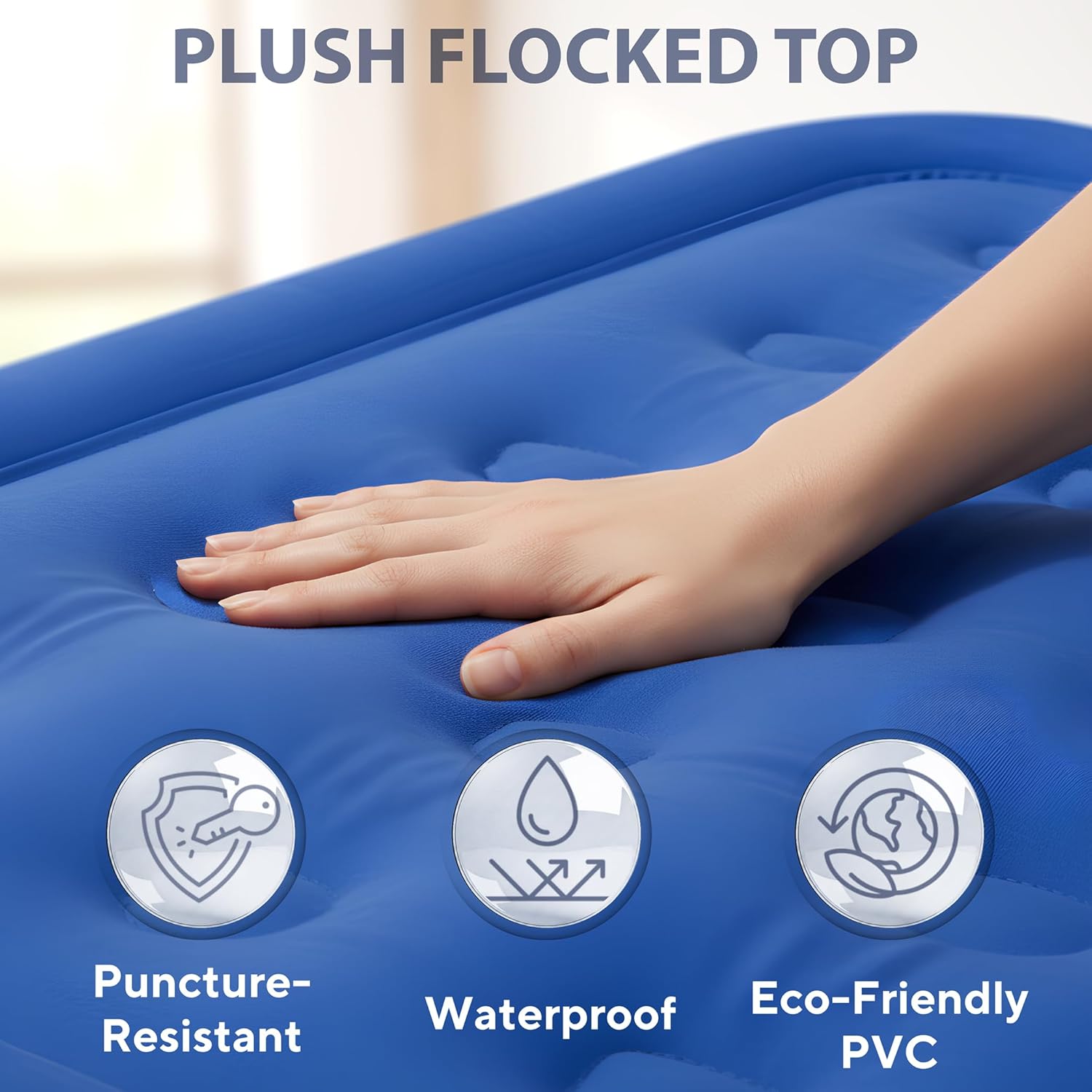 SoundAsleep Products Dream Series Luxury Air Mattress, ComfortCoil Technology, Built-in High Capacity Pump for Home, Camping- Double Height, Adjustable, Inflatable Blow Up, Portable (Queen Size)