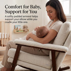 Nursery Rocking Chair, Compact Upholstered Rocker with Solid Wood Legs, Cozy Nursing Glider Chair for Mom, Small Space Chair for Nursery, Bedroom，White