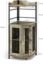 TANGZON Corner Bar Cabinet, 2 Mesh Doors Wine Cabinet with Glass Holders, Adjustable Shelf & Anti-Tipping Devices, Industrial Liquor Wine Drinks Storage Sideboard for Home Bar Kitchen Cellar
