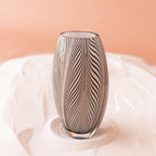 Ca D Oro Glass Vase White Feather Pattern Hand Blown Murano-Style Art Glass - Model 54 MS