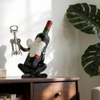 XINXUAN Abstract Wine Bottle Holder Home Decor, Resin Hollow-Out Design Decorative Wine Rack (Gradient Black)