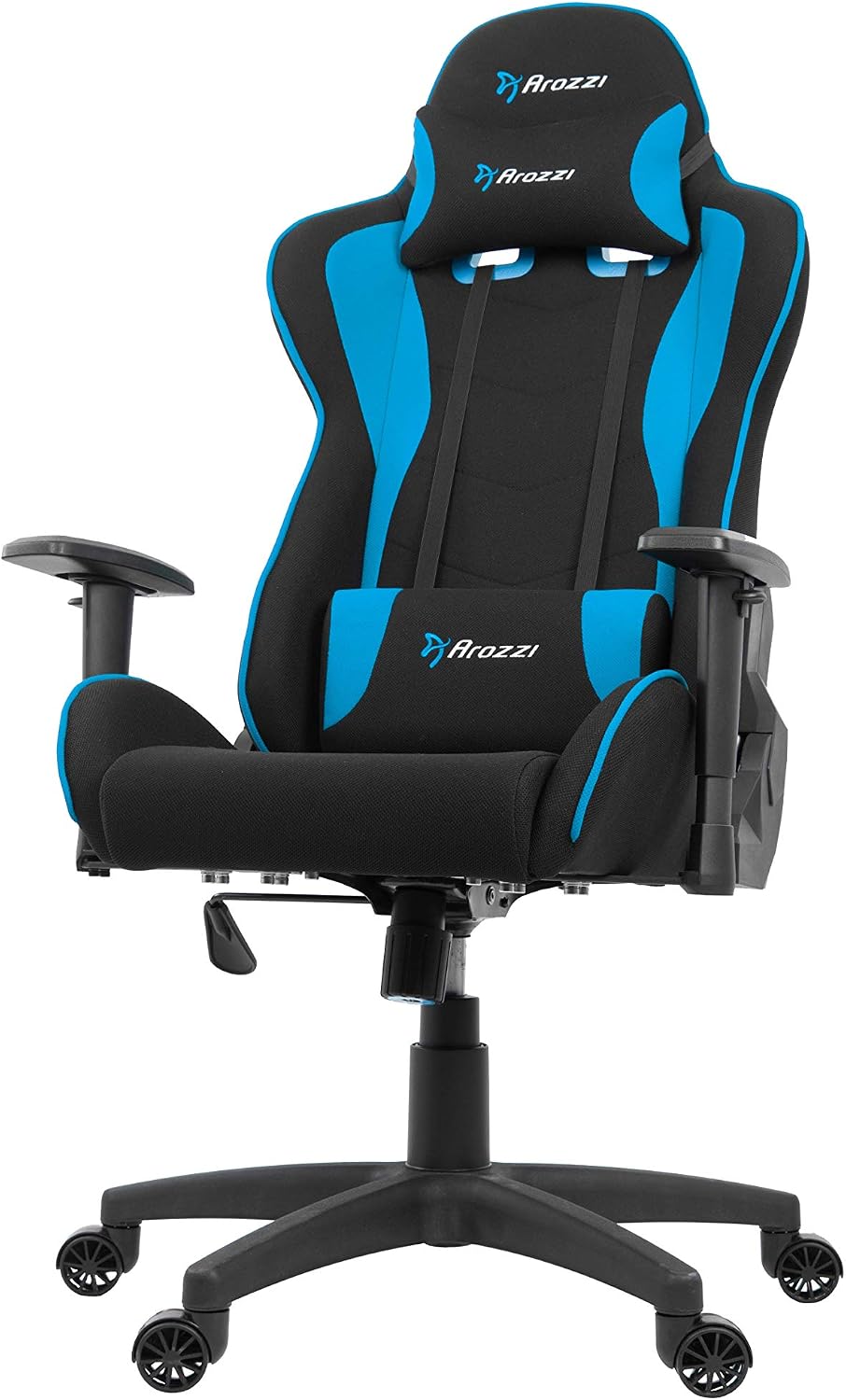 Arozzi - Forte Mesh Fabric Ergonomic Computer Gaming/Office Chair with Recliner, Swivel, Tilt, Rocker, Adjustable Height and Adjustable Lumbar and Neck Support Pillows - Black - Blue Accents