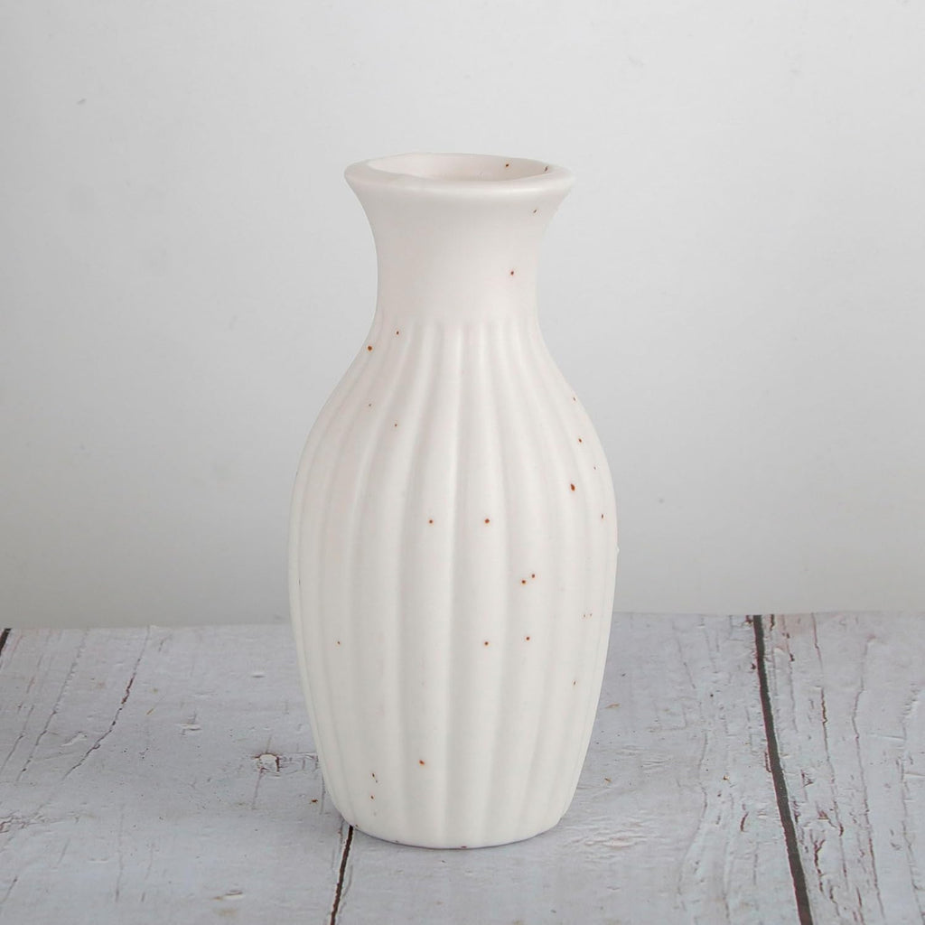Set of 4 Small White Ceramic Vases Table Flower Vase Modern Decorative Vases for Pampas Grass, Small Vase for Home Living Room Dining Table Farmhouse Office Decor-4.9inch High