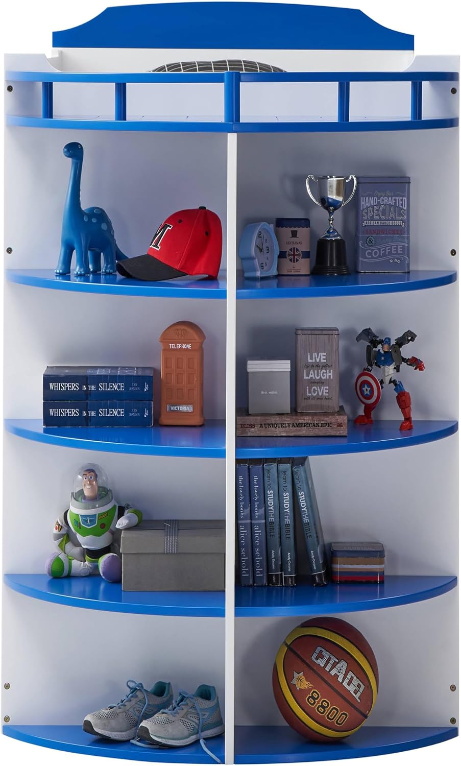 Sky Blue and White Twin,Twin Boat Shaped Bunk Bed