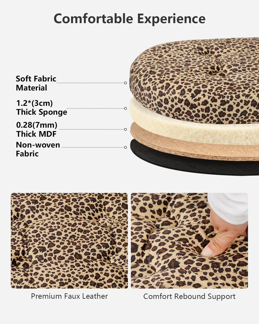 AmasSmile Footrest Ottoman Bench with Storage,34Inch Footstool, Coffee Table, Padded Seat, Storage Chest,Blanket Store with Flipping Lid for Livingroom and Bedroom (Leopard Print(Velvet))