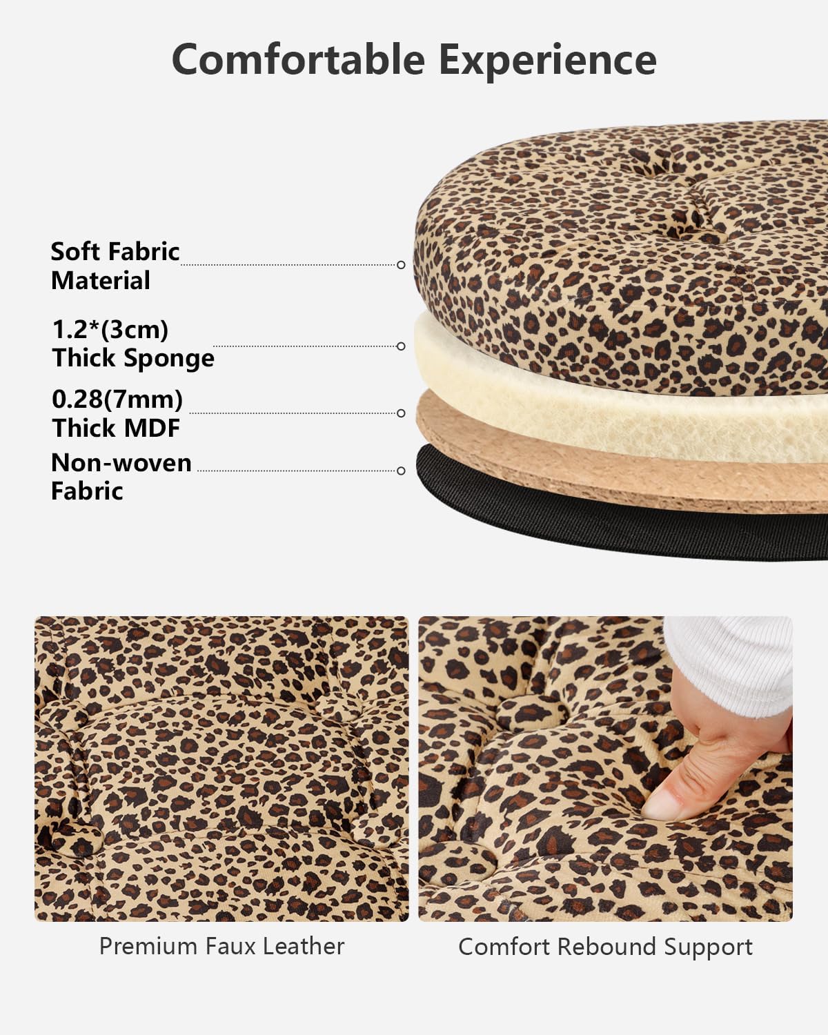 AmasSmile Footrest Ottoman Bench with Storage,34Inch Footstool, Coffee Table, Padded Seat, Storage Chest,Blanket Store with Flipping Lid for Livingroom and Bedroom (Leopard Print(Velvet))
