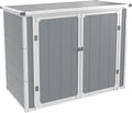 Storage Shed Outdoor Weatherproof Resin Storage Shed with Floor 41 Cu.Ft with Gas Spring, Lockable Doors for Trash Can Storage, Garden Tools, Suitable for patios, Poolside（Light Grey）