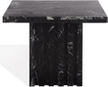 SAFAVIEH Couture Collection – Olivia Black Square Travertine Accent Table, Sculptural Pedestal Display Table (SFV9701C)