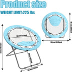 Bungee Chair, Portable Bouncy Lightweight Round Folding Dish Chair for Adults - Perfect for Dorm, Bedroom, Game Room, Patio & Indoor/Outdoor Use (Blue)