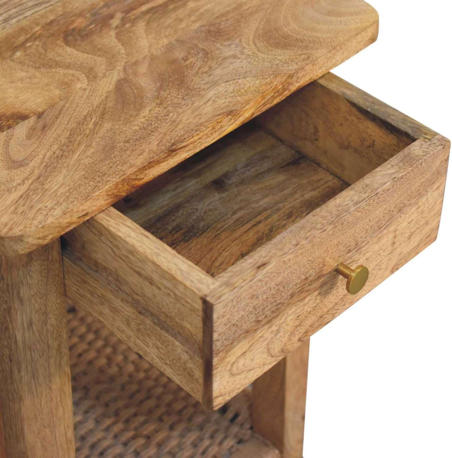 Rope End Table Solid Wood Brown Modern Storage Solution Versatile Room Use Simple and Modern