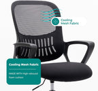 DUMOS Drafting Chair - Counter Height Adjustable Tall Office Desk Chair with Fixed Armrests and Comfortable Lumbar Support for Standing Desk, for Bedroom Livingroom, Black